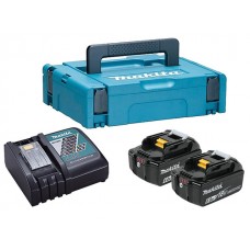 Комплект аккумулятор 18.0 В BL1860B 2 шт. + зарядное устройство DC18RC в кейсе (Набор BL1860B 18V 6,0 Ah 2 шт. + DC18RC) (MAKITA)